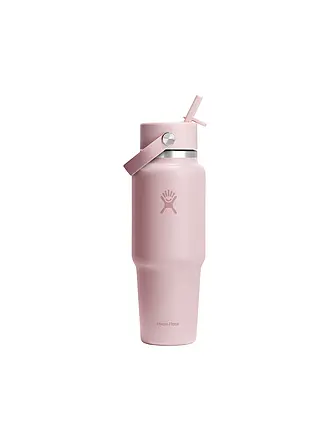 HYDRO FLASK | Botella de agua de viaje de boca ancha de 32 oz con tapa de pajita flexible | rosa